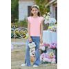 Arshiner Shirts for Girls with Mesh Flying Short Sleeve Crewneck Casual Summer Kids T Shirt Blouse Tops Tee(Pink)