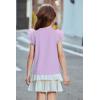 Arshiner Shirts for Girls with Mesh Flying Short Sleeve Crewneck Casual Summer Kids T Shirt Blouse Tops Tee(Purple)