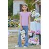 Arshiner Shirts for Girls with Mesh Flying Short Sleeve Crewneck Casual Summer Kids T Shirt Blouse Tops Tee(Purple)