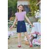 Arshiner Shirts for Girls with Mesh Flying Short Sleeve Crewneck Casual Summer Kids T Shirt Blouse Tops Tee(Purple)
