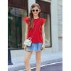 Arshiner Shirts for Girls with Mesh Flying Short Sleeve Crewneck Casual Summer Kids T Shirt Blouse Tops Tee(Red)