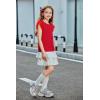 Arshiner Shirts for Girls with Mesh Flying Short Sleeve Crewneck Casual Summer Kids T Shirt Blouse Tops Tee(Red)