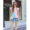 Arshiner Shirts for Girls with Mesh Flying Short Sleeve Crewneck Casual Summer Kids T Shirt Blouse Tops Tee(Tie-dye)