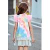 Arshiner Shirts for Girls with Mesh Flying Short Sleeve Crewneck Casual Summer Kids T Shirt Blouse Tops Tee(Tie-dye)