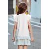 Arshiner Shirts for Girls with Mesh Flying Short Sleeve Crewneck Casual Summer Kids T Shirt Blouse Tops Tee(White)