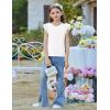 Arshiner Shirts for Girls with Mesh Flying Short Sleeve Crewneck Casual Summer Kids T Shirt Blouse Tops Tee(White)