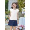 Arshiner Shirts for Girls with Mesh Flying Short Sleeve Crewneck Casual Summer Kids T Shirt Blouse Tops Tee(White)