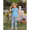 Arshiner Toddler Girls 2-Piece Outfits Ruffle Sleeve Tee & Elastic Waist Pants Kids Summer Clothing Set For 2–10 Years(Blue Butterfly)