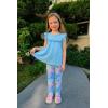 Arshiner Toddler Girls 2-Piece Outfits Ruffle Sleeve Tee & Elastic Waist Pants Kids Summer Clothing Set For 2–10 Years(Blue Butterfly)