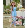 Arshiner Toddler Girls 2-Piece Outfits Ruffle Sleeve Tee & Elastic Waist Pants Kids Summer Clothing Set For 2–10 Years(Blue Butterfly)