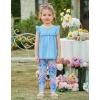 Arshiner Toddler Girls 2-Piece Outfits Ruffle Sleeve Tee & Elastic Waist Pants Kids Summer Clothing Set For 2–10 Years(Blue Butterfly)