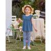 Arshiner Toddler Girls 2-Piece Outfits Ruffle Sleeve Tee & Elastic Waist Pants Kids Summer Clothing Set For 2–10 Years(Blue Floral)