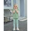 Arshiner Toddler Girls 2-Piece Outfits Ruffle Sleeve Tee & Elastic Waist Pants Kids Summer Clothing Set For 2–10 Years(Green Floral)