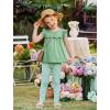 Arshiner Toddler Girls 2-Piece Outfits Ruffle Sleeve Tee & Elastic Waist Pants Kids Summer Clothing Set For 2–10 Years(Green Floral)