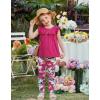 Arshiner Toddler Girls 2-Piece Outfits Ruffle Sleeve Tee & Elastic Waist Pants Kids Summer Clothing Set For 2–10 Years(Hot Pink Camo)
