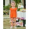Arshiner Toddler Girls 2-Piece Outfits Ruffle Sleeve Tee & Elastic Waist Pants Kids Summer Clothing Set For 2–10 Years(Orange Floral)