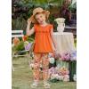 Arshiner Toddler Girls 2-Piece Outfits Ruffle Sleeve Tee & Elastic Waist Pants Kids Summer Clothing Set For 2–10 Years(Orange Floral)