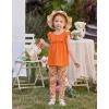 Arshiner Toddler Girls 2-Piece Outfits Ruffle Sleeve Tee & Elastic Waist Pants Kids Summer Clothing Set For 2–10 Years(Orange Floral)