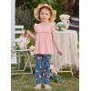 Arshiner Toddler Girls 2-Piece Outfits Ruffle Sleeve Tee & Elastic Waist Pants Kids Summer Clothing Set For 2–10 Years(Pink Butterfly)