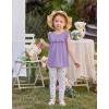 Arshiner Toddler Girls 2-Piece Outfits Ruffle Sleeve Tee & Elastic Waist Pants Kids Summer Clothing Set For 2–10 Years(Purple Floral)