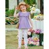 Arshiner Toddler Girls 2-Piece Outfits Ruffle Sleeve Tee & Elastic Waist Pants Kids Summer Clothing Set For 2–10 Years(Purple Floral)