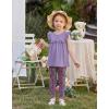 Arshiner Toddler Girls 2-Piece Outfits Ruffle Sleeve Tee & Elastic Waist Pants Kids Summer Clothing Set For 2–10 Years(Purple Leopard)