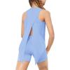 Arshiner Girls 2 Piece Outfits Summer Clothes Sleeveless Pullover Open Back Tank Tops and Biker Shorts Kids Athletic Sets(Light Blue)