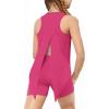 Arshiner Girls 2 Piece Outfits Summer Clothes Sleeveless Pullover Open Back Tank Tops and Biker Shorts Kids Athletic Sets(Rose Pink)