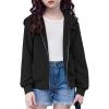 Arshiner Girls Zip Up Hoodies Cropped Full-Zip Hoodie Kids Casual Sweatshirt Spring Fall Jackets with Pockets(Black)