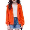 Arshiner Girls Zip Up Hoodies Cropped Full-Zip Hoodie Kids Casual Sweatshirt Spring Fall Jackets with Pockets(Orange)