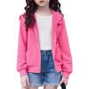 Arshiner Girls Zip Up Hoodies Cropped Full-Zip Hoodie Kids Casual Sweatshirt Spring Fall Jackets with Pockets(Peach Pink)