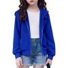 Arshiner Girls Zip Up Hoodies Cropped Full-Zip Hoodie Kids Casual Sweatshirt Spring Fall Jackets with Pockets(Royal Blue)