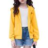 Arshiner Girls Zip Up Hoodies Cropped Full-Zip Hoodie Kids Casual Sweatshirt Spring Fall Jackets with Pockets(Yellow)