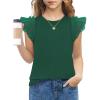 Arshiner Shirts for Girls with Mesh Flying Short Sleeve Crewneck Casual Summer Kids T Shirt Blouse Tops Tee(Green)