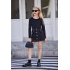 Arshiner 2 Pack Girls Long Sleeve Henley T Shirts Button Down Slim Fit Tops Round Neck Ribbed Knit Shirts(Black/Black)
