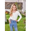 Arshiner 2 Pack Girls Long Sleeve Henley T Shirts Button Down Slim Fit Tops Round Neck Ribbed Knit Shirts(Red/White)