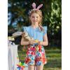 Arshiner Girls 2 Piece Outfits Summer Clothes Ruffle Short Sleeve Shirts Top and High Waist Paper Bag Shorts Set with Pockets(Blue-floral Print)