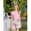 Arshiner Girls 2 Piece Outfits Summer Clothes Ruffle Short Sleeve Shirts Top and High Waist Paper Bag Shorts Set with Pockets(Pink-floral Print)
