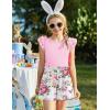 Arshiner Girls 2 Piece Outfits Summer Clothes Ruffle Short Sleeve Shirts Top and High Waist Paper Bag Shorts Set with Pockets(Pink-floral Print)