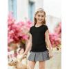 Arshiner Girls Cap Sleeve T Shirts Ruched Knot Side Summer Crewneck Casual Tops Blouse Tee(Black)
