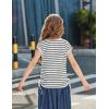 Arshiner Girls Cap Sleeve T Shirts Ruched Knot Side Summer Crewneck Casual Tops Blouse Tee(Black Stripe)