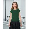 Arshiner Girls Cap Sleeve T Shirts Ruched Knot Side Summer Crewneck Casual Tops Blouse Tee(Green)