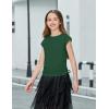 Arshiner Girls Cap Sleeve T Shirts Ruched Knot Side Summer Crewneck Casual Tops Blouse Tee(Green)