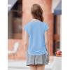 Arshiner Girls Cap Sleeve T Shirts Ruched Knot Side Summer Crewneck Casual Tops Blouse Tee(Light Blue)