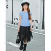 Arshiner Girls Cap Sleeve T Shirts Ruched Knot Side Summer Crewneck Casual Tops Blouse Tee(Light Blue)