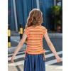 Arshiner Girls Cap Sleeve T Shirts Ruched Knot Side Summer Crewneck Casual Tops Blouse Tee(Orange Stripes)