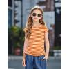 Arshiner Girls Cap Sleeve T Shirts Ruched Knot Side Summer Crewneck Casual Tops Blouse Tee(Orange Stripes)