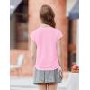 Arshiner Girls Cap Sleeve T Shirts Ruched Knot Side Summer Crewneck Casual Tops Blouse Tee(Pink)