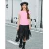 Arshiner Girls Cap Sleeve T Shirts Ruched Knot Side Summer Crewneck Casual Tops Blouse Tee(Pink)