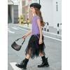 Arshiner Girls Cap Sleeve T Shirts Ruched Knot Side Summer Crewneck Casual Tops Blouse Tee(Purple)